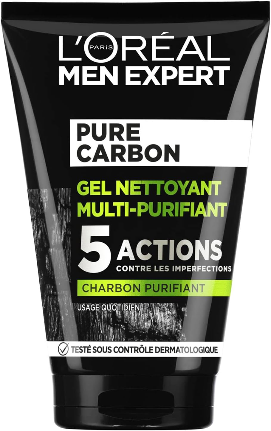 L'Oréal Men Expert - Gel Nettoyant Multi-Purifiant Visage Homme - Anti-Impuretés & Imperfections - Usage Quotidien - Enrichi en Charbon - Peaux Grasses - Pur Charbon - 100 ml - Image 1