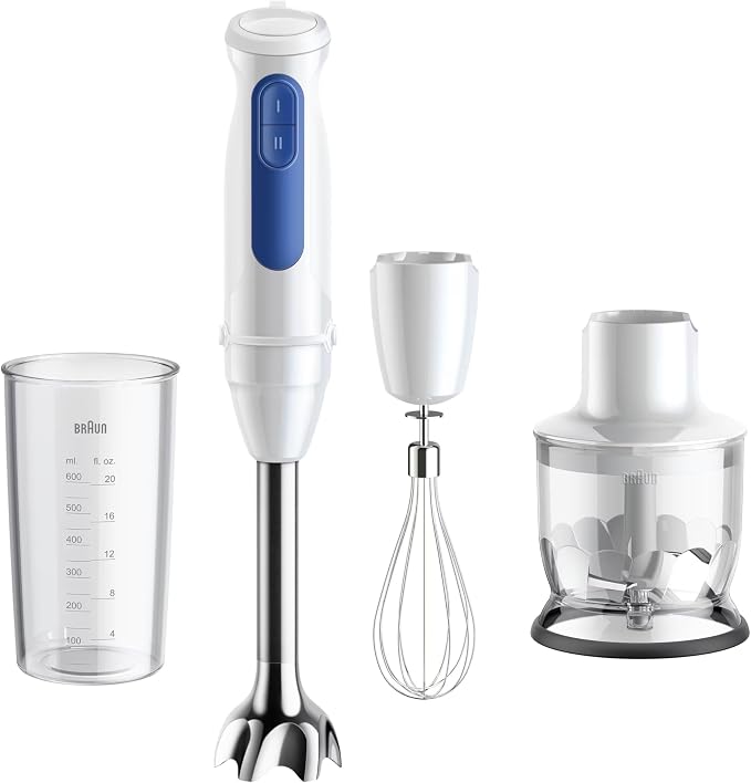 Braun MultiQuick 3 MQ30.202M, Hand Blender with PowerBell VPlus Technology, 2 Speeds+Turbo, EasyClick Plus for Accessories, Anti-Splash, Chopper 350 ml, Glass 600 ml, Whisk, 900 W, Black - Image 1