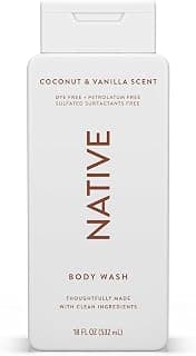 Native - Gel Douche Femme et Homme - Sans Parfums Artificiels ni Huiles Minérales - Savon Corporel Noix de Coco et Vanille - Nettoie en Douceur avec des Ingrédients Naturels (532 ml)