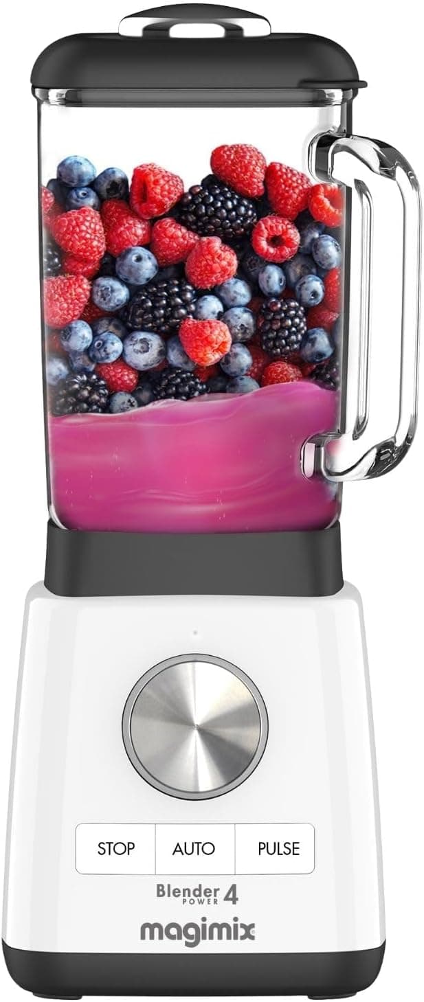 Magimix Blender Mixeur Professionnel - Hachoir, Blender pour Smoothie, Mixeur Soupe, Hachoir Blender Multifonction - Bol en verre - Blanc