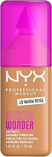NYX Professional Makeup - Make 'Em Wonder - Fond de Teint - Tenue 24h - Pas d'effet plâtre - Acide Hyaluronique et extrait de Guarana - Formule Vegan - Teinte : Warm Beige 19-30ml - Image 1