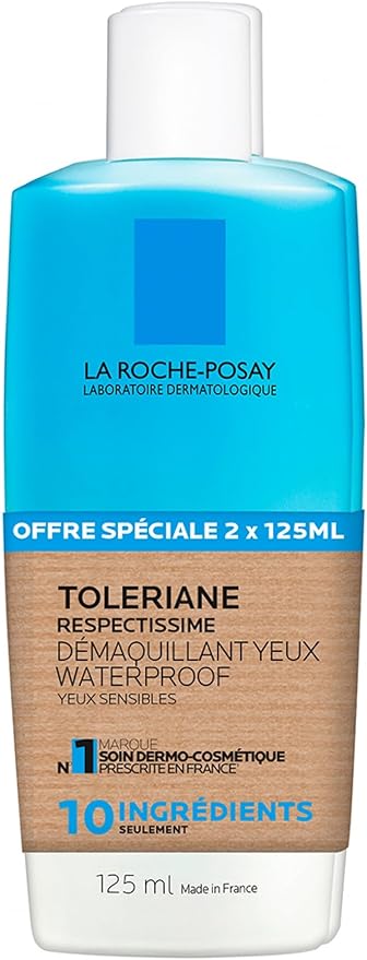 La roche posay Toleriane Respectissime Waterproof Eye Makeup Remover 125 ml x 2 - Image 1