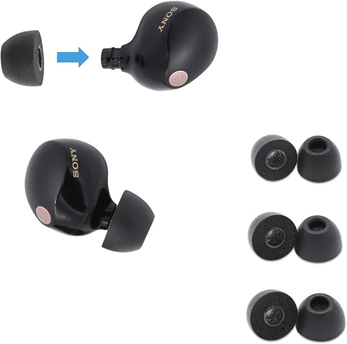 Comply Replacement Memory Foam Eartips for Sony True Wireless Earbuds | Ultimate Comfort, Secure Fit, Superior Noise Isolating | Non-Slip, Prevent Falling | Black (S/M/L) - Image 1