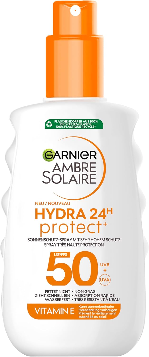 Garnier Ambre Solaire Hydra Protect+ 24h SPF 50 UVA and UVB Sun Protection Spray with Vitamin E 150ml - Image 1
