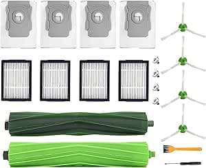 Replacement Accessories for iRobot Roomba i7/i7+/i3+/i4+/i6+/i8+/j7+, 20 Pieces Replacement Set Including 2 Main Brushes, 4 HEPA Filters, 4 Vacuum Bags, 4 Side Brushes, 1