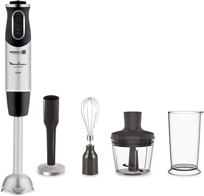 Moulinex Mixing stand, 1000 W, 10 speeds, Metal foot, Chopper accessories, Whisk and potato masher, Quickchef 4-in-1 DD65H810, Black/Stainless steel
