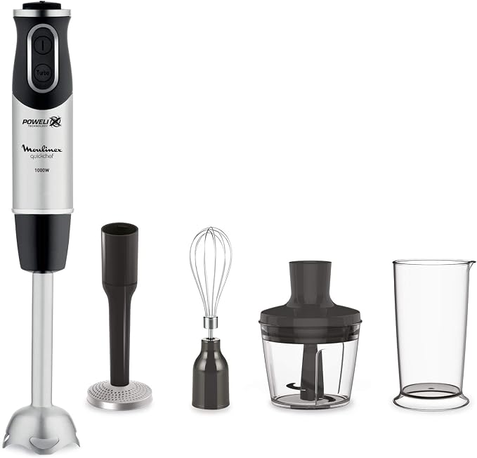 Moulinex Mixing stand, 1000 W, 10 speeds, Metal foot, Chopper accessories, Whisk and potato masher, Quickchef 4-in-1 DD65H810, Black/Stainless steel - Image 1