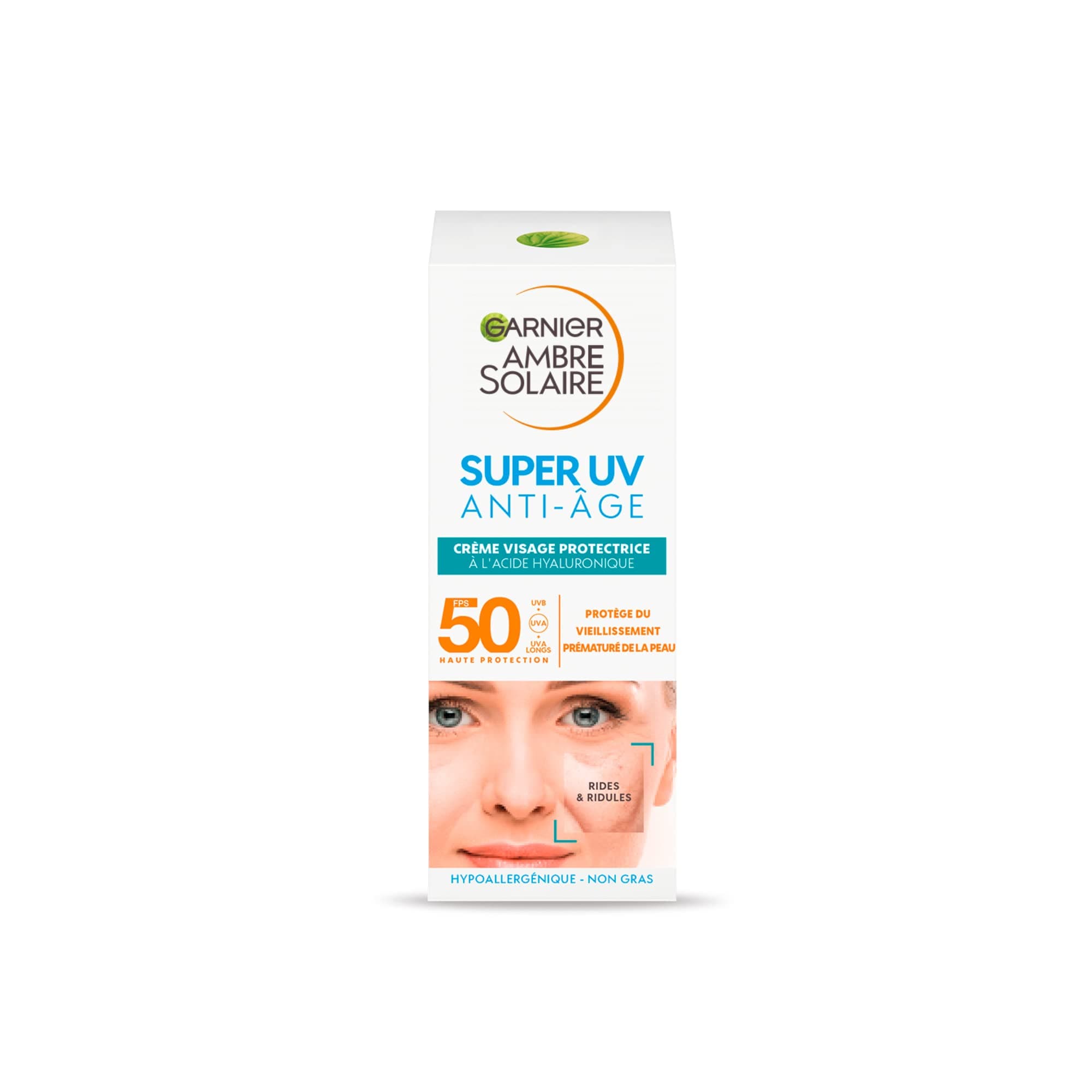 Garnier Amber Sun Super UV Face Cream Protective Anti-aging Hyaluronic Acid SPF 50