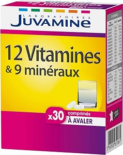JUVAMINE - 12 Vitamines & 9 Minéraux - Aide à réduire la fatigue - 30 Comprimés à Avaler - Image 1