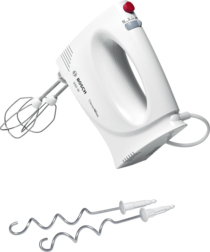 Bosch Electroménager MFQ3030 CleverMixx 350 Watt Powerful Hand Mixer, 4 Speeds + Turbo, Includes Accessories, White - Image 1