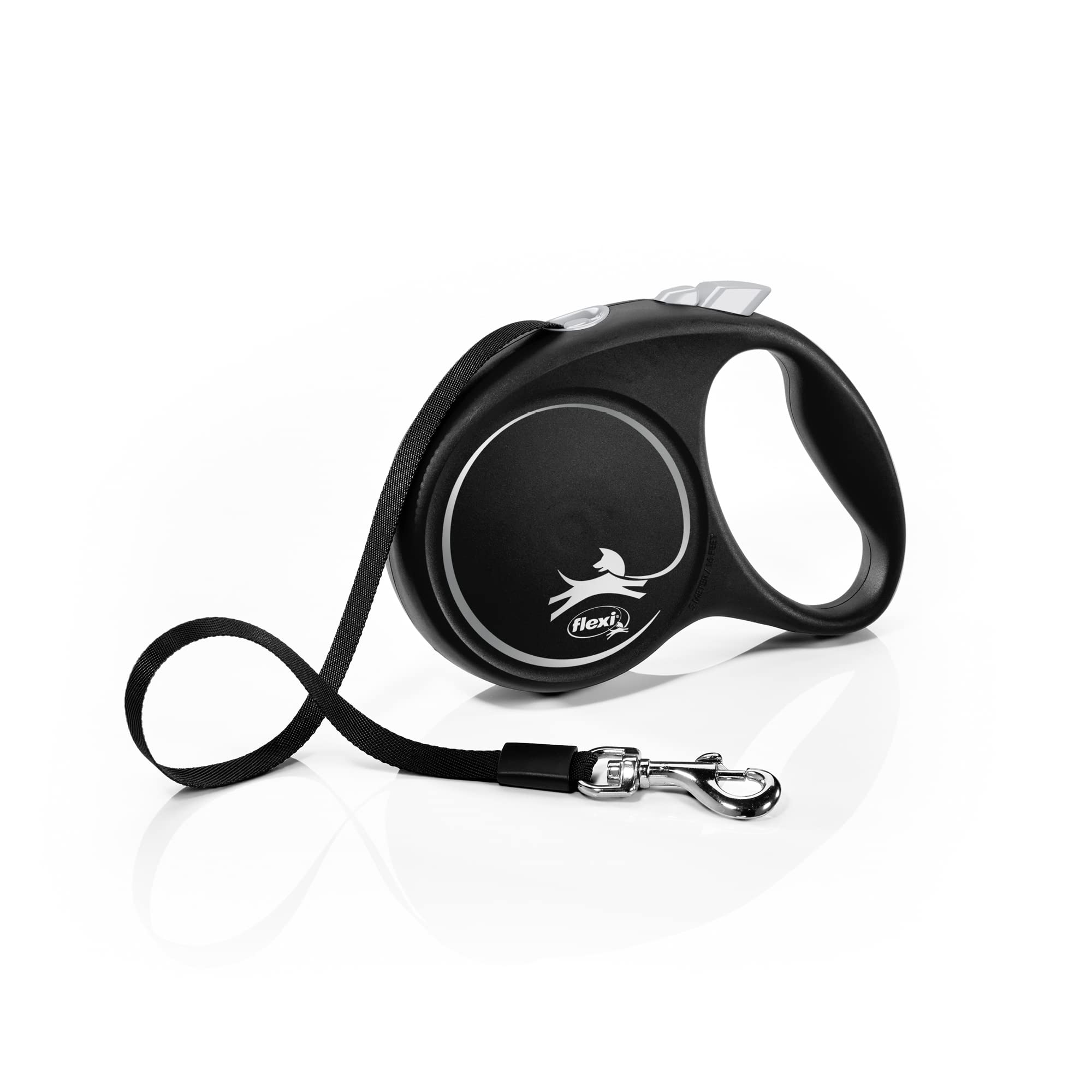 Flexi Black Design M Strap 5 m Black/Silver, Retractable Lead for Dogs up to 25 kg - Image 1