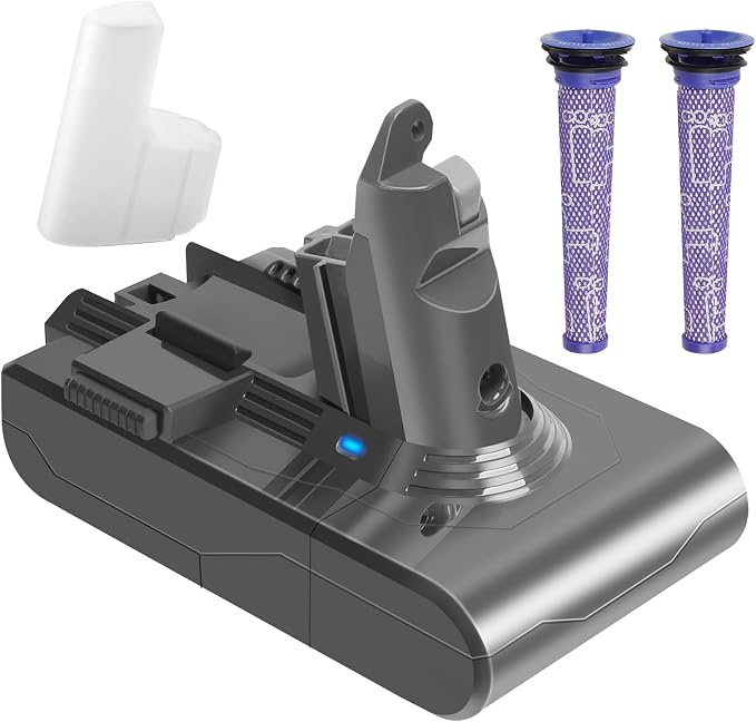Waitley 6000mAh Battery for Dyson V6 DC62 SV03 DC58 DC59 DC61 DC72 DC74 SV06 SV09 with 2 Washable Filters, No Need for Screws - Image 1