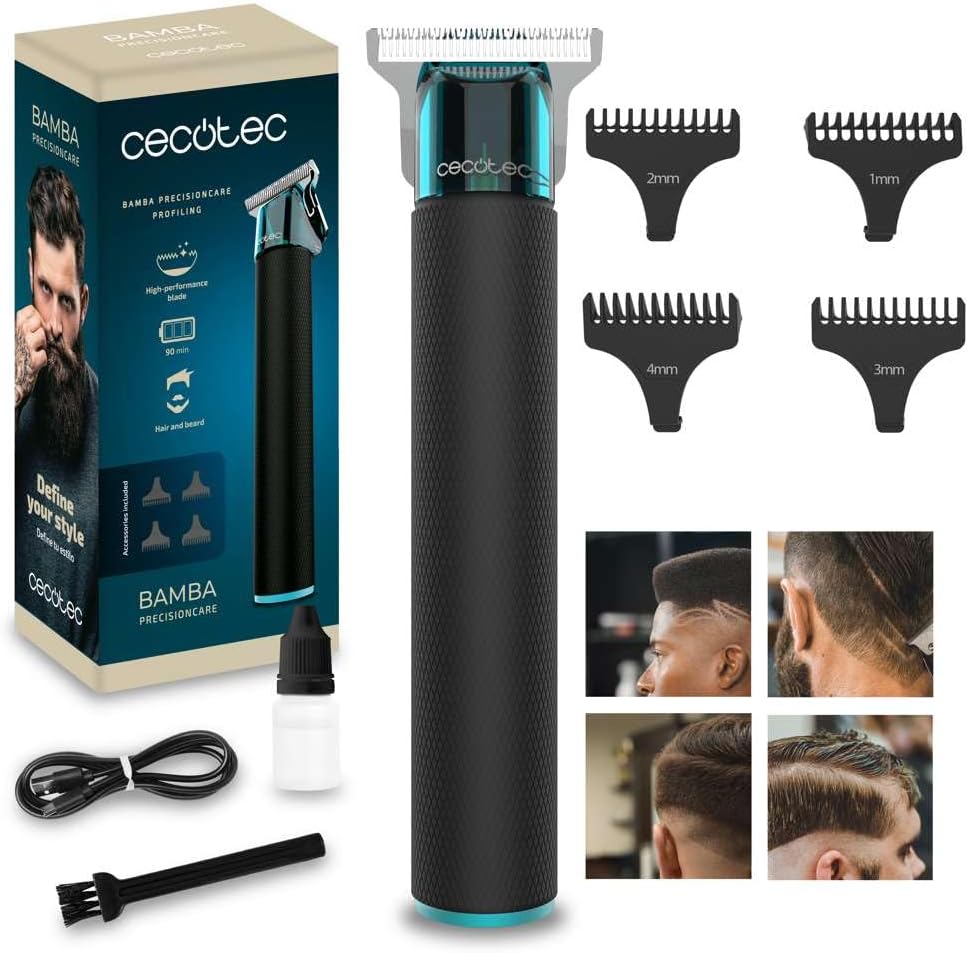 Cecotec Bamba PrecisionCare Profiling Professional Hair & Beard Clipper High Performance Sharp Blade, 4 Guide Combs 1-4mm, Hair & Beard, Autonomy 90 min, Ergonomic - Image 1