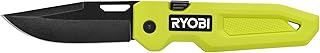 RYOBI Folding Pocket Knife - Durable Carbon Steel Blade & Belt Clip - For Stripping Electric Cables, Cutting Ropes - Image 1