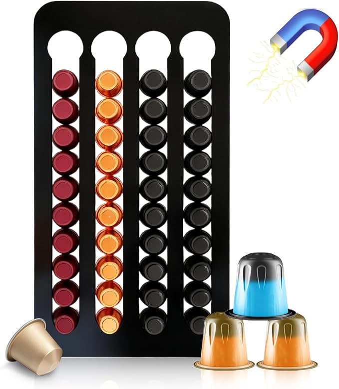 Capsule Holder Compatible with Original Nespresso Magnetic Capsule Dispenser No Drilling for 40 Coffee Capsules - Image 1