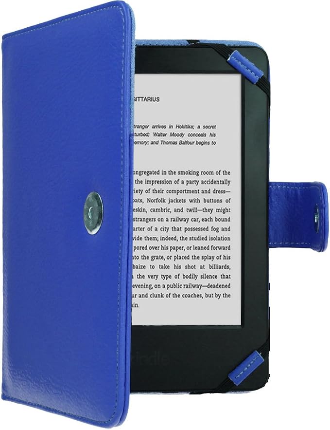 Navy Kindle PU Leather Case / Cover With Magnetic Clasp for Amazon Kindle / 6 inch / 2011 generation / Book Style **WITH FREE SCREEN GUARD INCLUDED**- Hi-TEC ESSENTIALS - Image 1