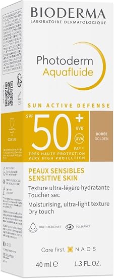 BIODERMA Solar Bioderma Photoderm Aquafluide SPF50 Tinted Gold 40 ml - Image 1