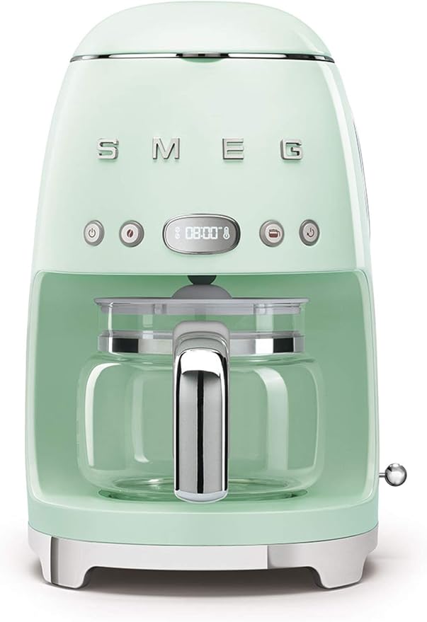 Smeg, DCF02PGEU Filter Coffee Maker, Aroma and Autostart Function, Glass Jug Up to 12 Cups, 2 Levels of Intensity, Keep Warm Mode, 1050 W, Pastel Green - Image 1