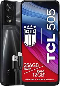 TCL 505 Smartphone 4G Screen 6.75 HDplus 90Hz, 256GB, 12GB RAM, Hybrid Camera 50Mp, Android 14, 5010mAh Battery, Dual Sim, Space Gray, Additional USB Type-C Cable - Image 1
