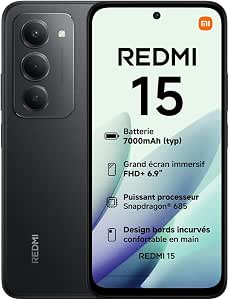 XIAOMI Redmi 15, Smartphone 8+256GB, 144Hz 6.9-inch FHD+ Display, Snapdragon 685, Dual Camera 50MP with AI, 7000mAh Battery, Black, Charger Not Included - Image 1