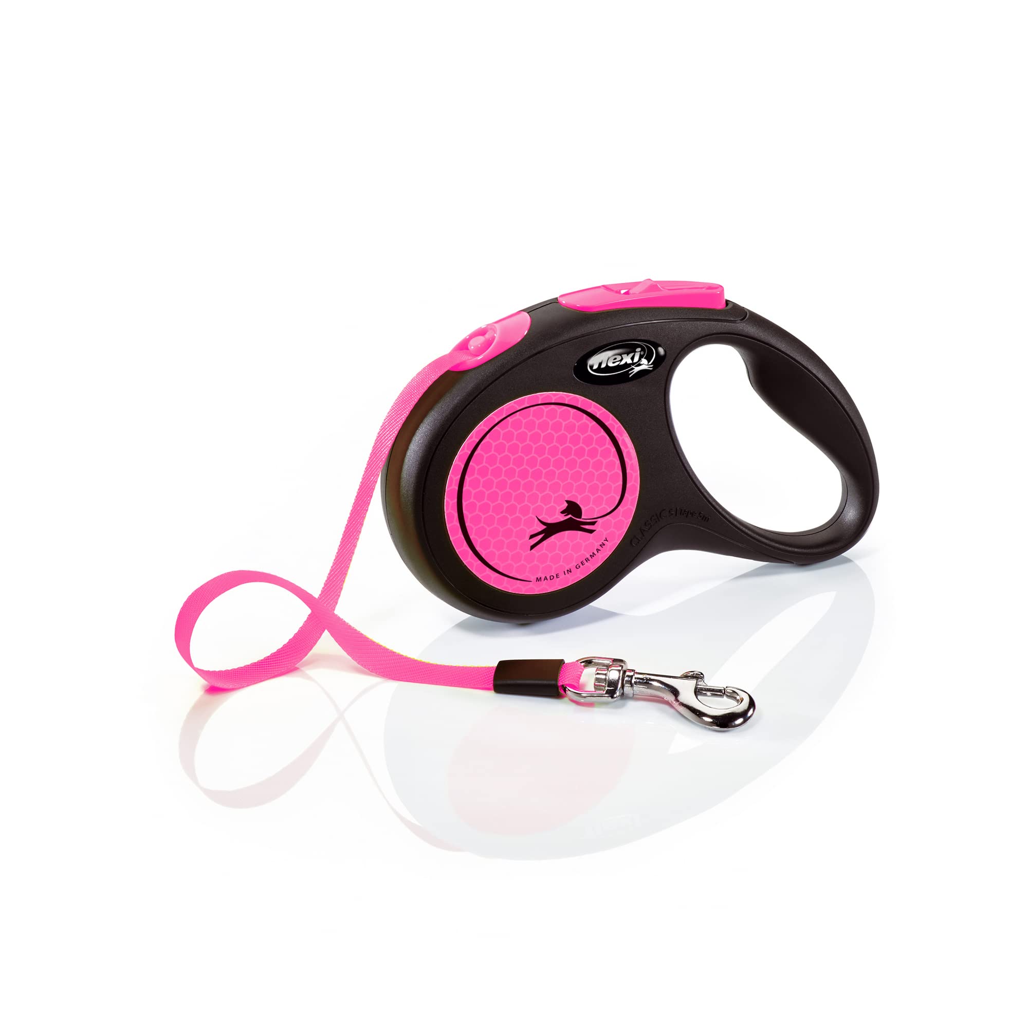 Flexi Neon S Strap 5 m Black/Neon Pink, Retractable Lead for Dogs up to 15 kg - Image 1