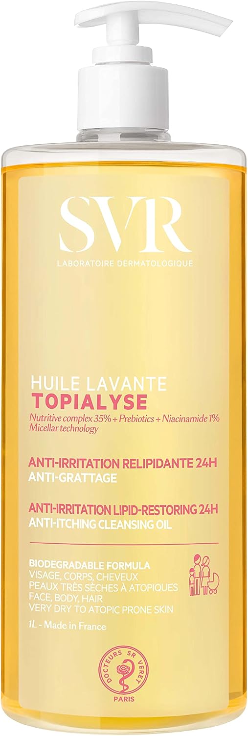 SVR - Topialyse Huile Lavante - Huile nettoyante relipidante anti-grattage 24H - Pour peaux sèches à atopiques - Omégas 3-6-9, niacinamide, prébiotiques - 1000 ml - Image 1