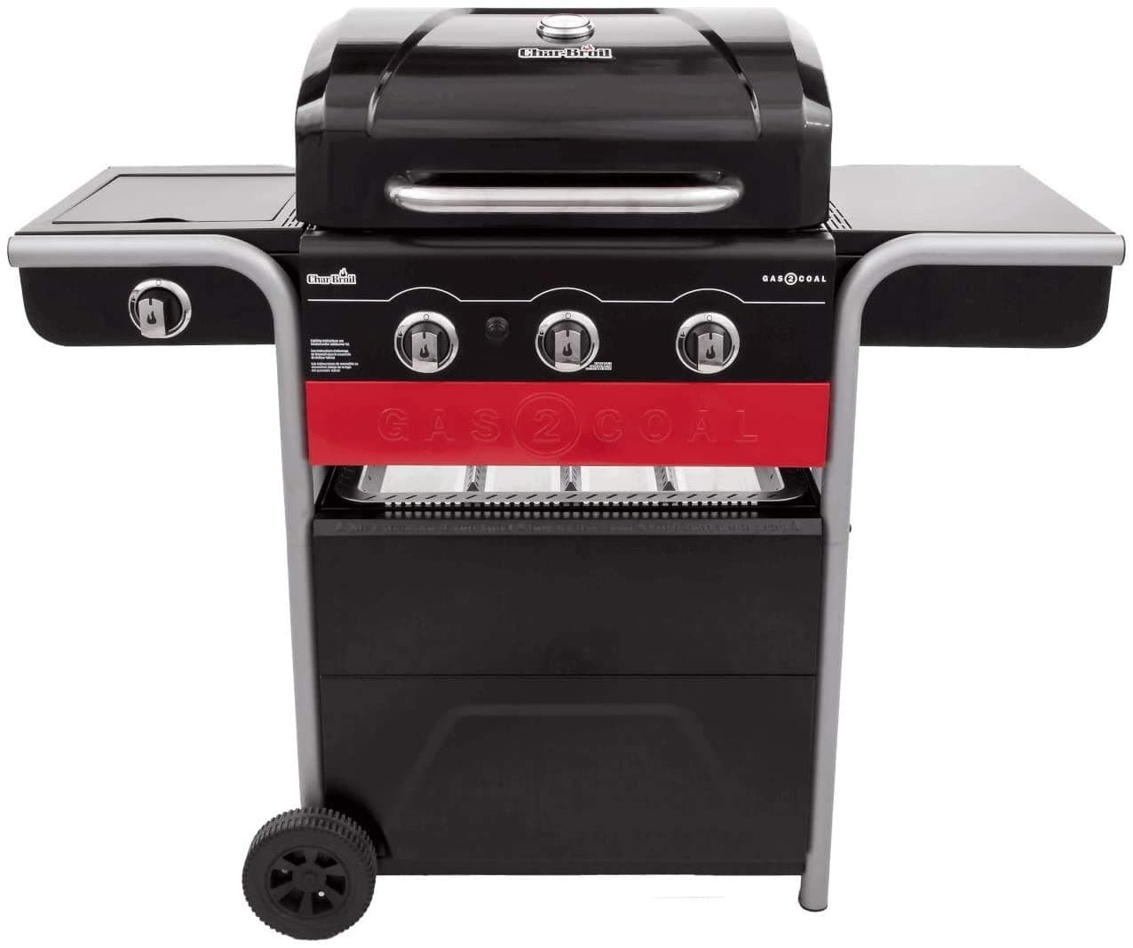Char-Broil Gas2Coal 330 Gas Barbecue - Hybrid Grill, Patented Charcoal Tray, 3 Burners - Ideal for Outdoor Cooking, Garden and Patio