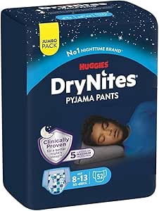 HUGGIES DryNites, ultra-absorbent sleep underwear, 8/13 years boys (30-48 kg), 4x13 panties; the ideal solution for bedwetting children, suitable for boys - Image 1