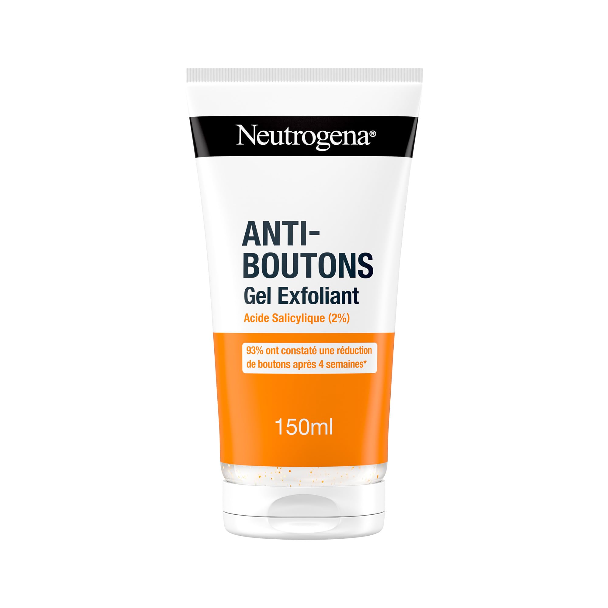 Neutrogena – Anti-Pimple Exfoliating Gel (150 ml tube) – Salicylic Acid Face Scrub (2%) – 93% noticed a reduction in pimples after 4 weeks* - Image 1
