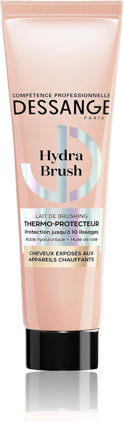 DESSANGE - Hydra Brush Thermo-Protective Blow Dry Milk - Hyaluronic Acid & Rose Oil - Moisturizes & Protects - Hair Exposed to Heating Devices - 140 ml
