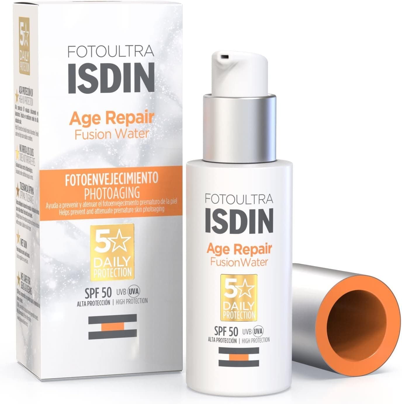 ISDIN Photo Ultra Age Repair Fusion Water SPF 50 Face Sun Protection with Triple Action Anti-Aging, 50 ml