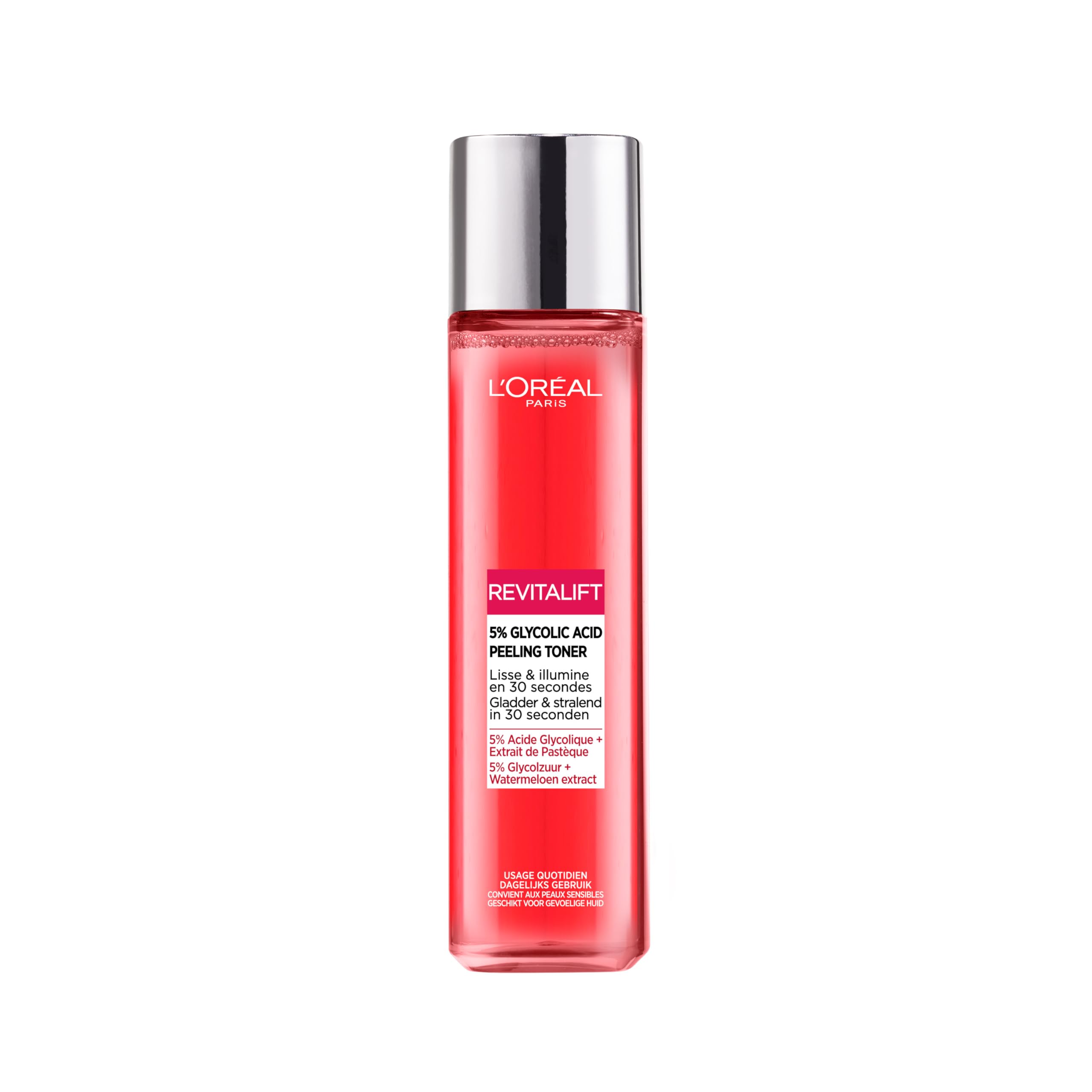 L'Oréal Paris - Smoothing and Exfoliating Facial Peeling Lotion - Removes Blackheads, Enlarged Pores & Blemishes - Glycolic Acid 5% - Revitalift Toner Peeling - 180ml - Image 1