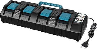 Chargeur 18 V 4 Ports DC18SF pour Batteries au Lithium Makita 14,4 V-18 V BL1850 BL1815N BL1830 BL1840 BL1850 BL1860 YEX-BUR Chargeur Rapide 3 A avec 2 Ports USB, remplace DC18RD DC18RE DC18RC - Image 1