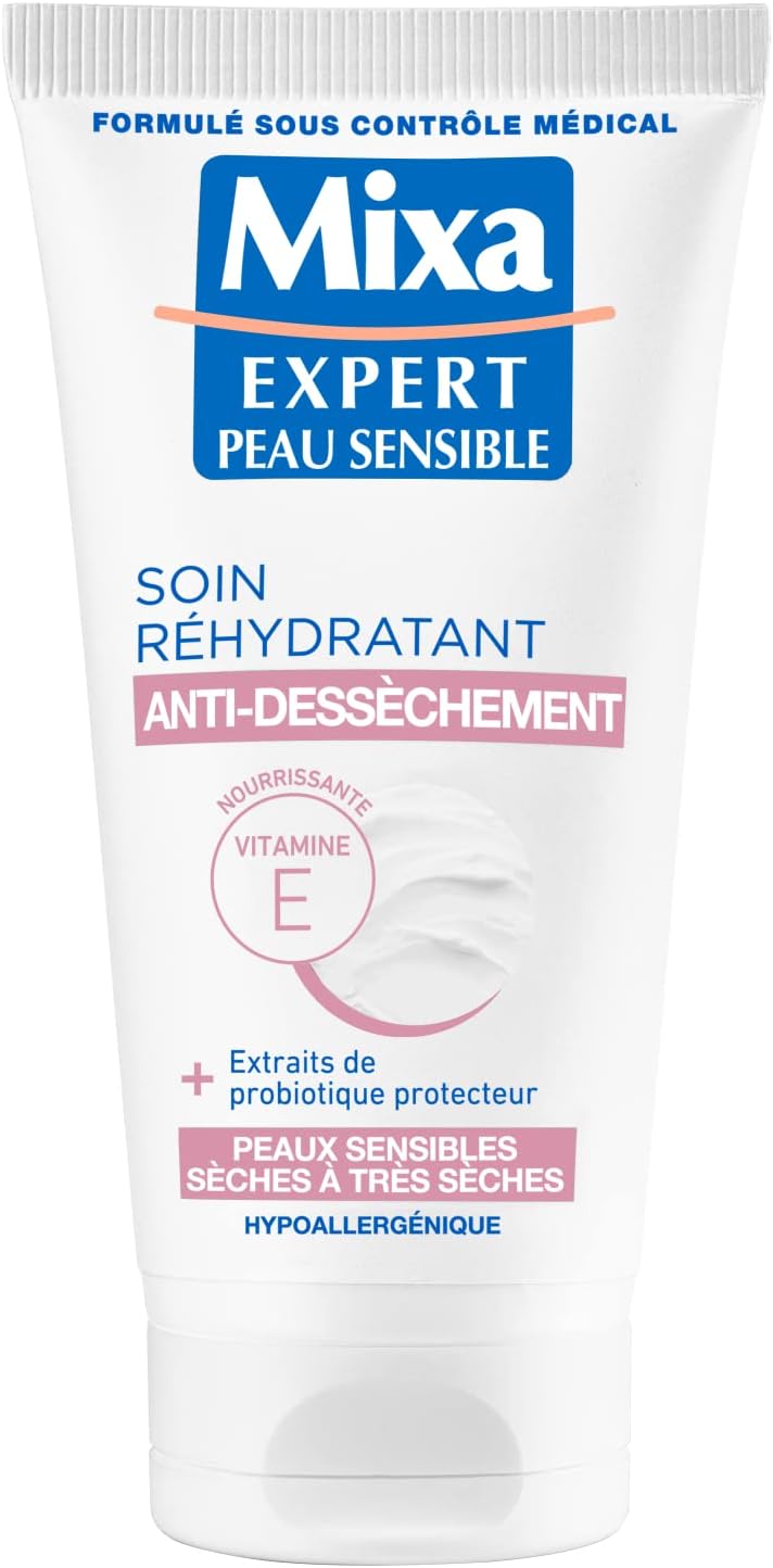 Mixa Expert Peau Sensible - Soin Réhydratant Antidessèchement à l'Extrait d'Avoine + Karité Nutritif - 50 ml - Image 1