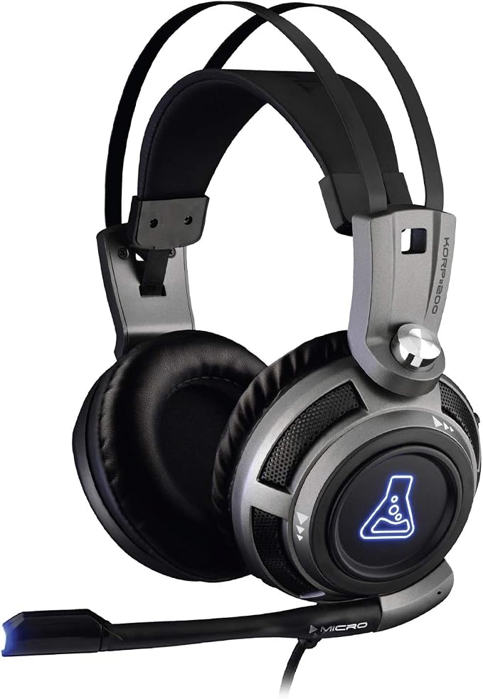 The G-Lab Korp 200G Gaming Headset with Microphone, Stereo Sound, Blue LED, Comfortable and Lightweight, 3.5 mm Jack Compatible with PC/PS4/PS5/Xbox One/Xbox Series X/Series S/Mac/Nintendo - Image 1