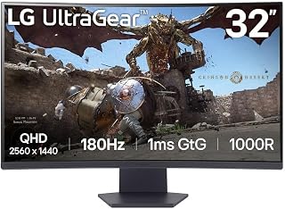 Ultragear™ 32GS60QC-B.AEU 32 Inch Gaming Monitor - VA Panel QHD (2560 x 1440), 1ms 180Hz, HDR 10, sRGB99% (CIE1931), AMD FreeSync, Tilting, DisplayPort 1.4, HDMI 2.0 (2) - Image 1