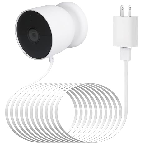 Power Cable Compatible with Google Nest Cam Outdoor or Indoor Battery 30ft Weather Resistant Continuous Charging Your Nest Camera (White) - Image 1