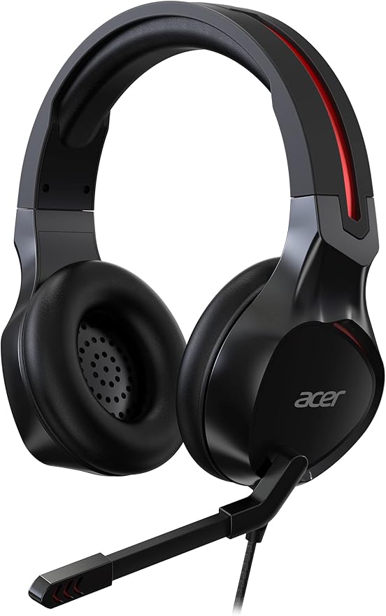 acer Nitro Gaming Headset with 3.5 mm Jack Cable, 21 Ohm Impedance, 100 dB Sensitivity, 50 mm Driver, Flexible 6 Inch Boom and Omnidirectional Microphone, Read, Windows 7/8/8.1/10/11 - Image 1