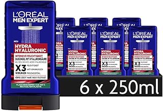 L'Oréal Men Expert Gel douche et shampooing à l'acide hyaluronique pour homme - Bain douche pour nettoyer le corps, les cheveux et le visage - Soin du corps hydratant à l'acide hyaluronique - 6 x 250 - Image 1