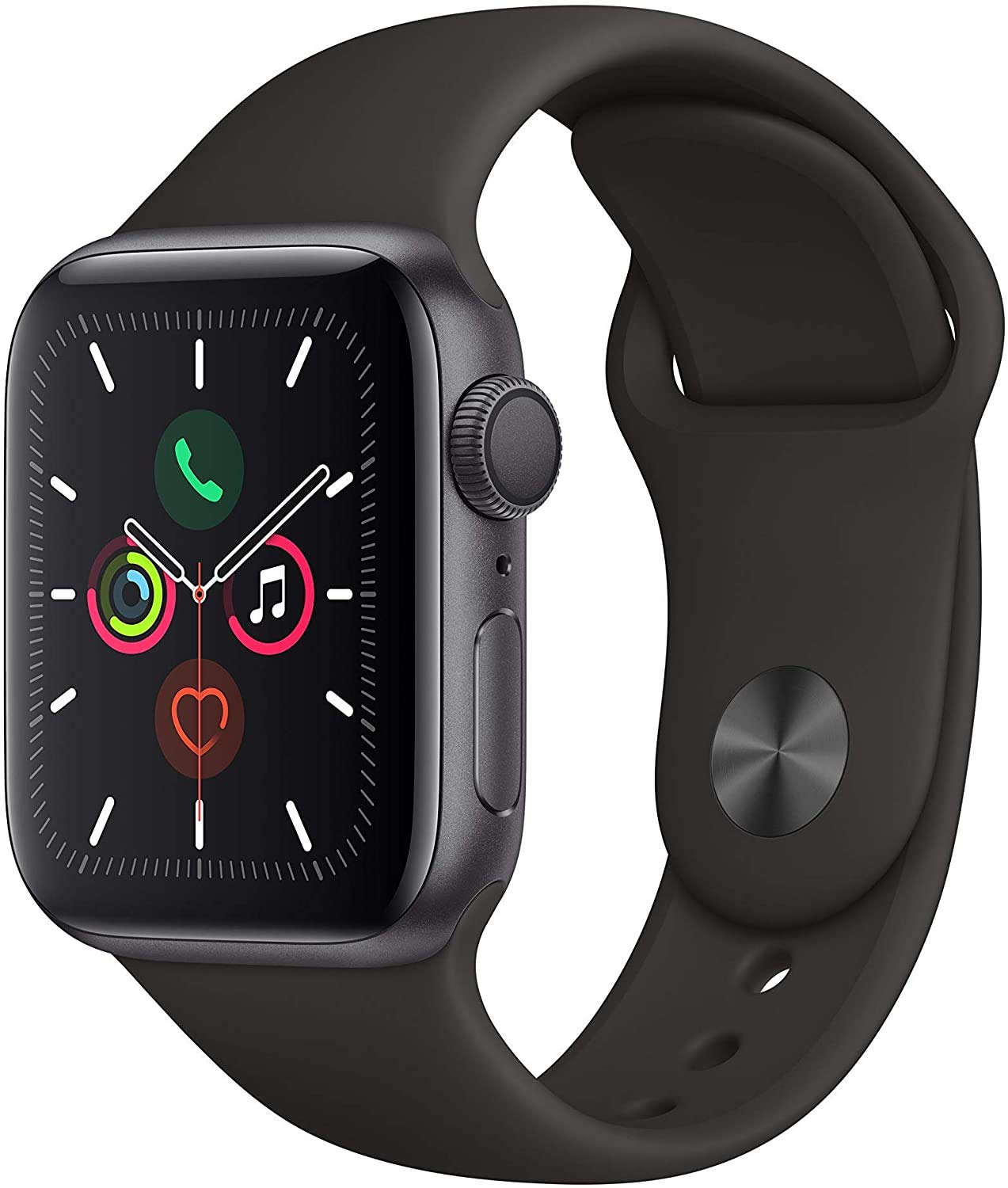 Apple Watch Series 5 44mm (GPS) - Space Gray Aluminum Case with Black Sport Strap (Refurbished) - Image 1