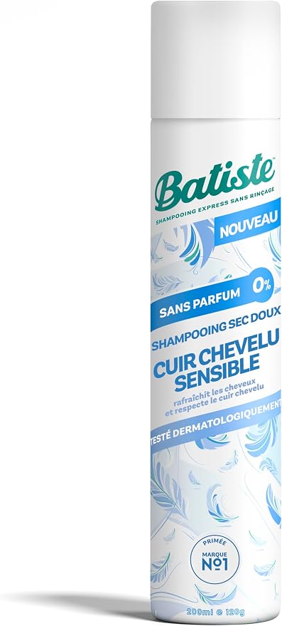 Batiste Dry Shampoo, Sensitive Scalp Free, Dermatologically Tested, Scalp Friendly, No Rinse, Light Formula for Refreshed Hair, 200 ml - Image 1