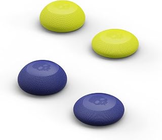 Convex Thumb Grip Caps Joystick Cap Analog Stick Cap Thumbstick Grip Cover for Nintendo Switch Pro Controller & PS5 / PS4 / Slim/Pro Controller - Blue/Neon Yellow, 2 Pairs (4 Pieces) - Image 1