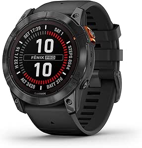 Garmin fēnix 7X Pro, Solar - GPS Multisport Smart Watch - Gray with Black Strap - 51mm Case - Image 1