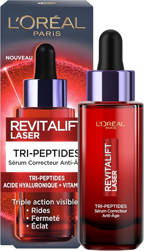 L'Oréal Paris - Anti-Aging Face Correcting Serum - Triple Action Anti-Aging Care - With Hyaluronic Acid, Peptides & Vitamin C - All Skin Types - Revitalift Laser X3-30 ml - Image 1
