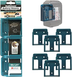 StealthMounts Supports de Batterie pour Makita 18v | Fixations de Batterie sans Fil pour Outils Makita LXT | Lot de 6 | Organisateurs de Batterie Bleu pour Makita LXT 18v | Pratique et Durable - Image 1