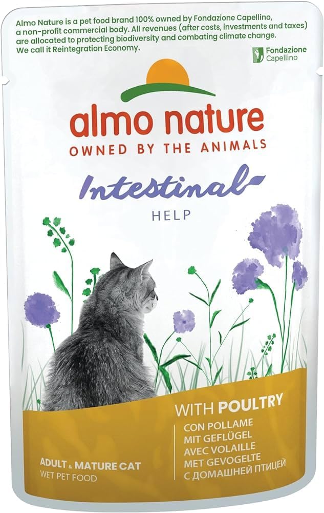 Almo Nature Functional - Intestinal Help - Wet Food for Adult and Mature Cats with Intestinal Sensitivity - Poultry - Microbiota Support - 70 g (Pack of 30) - Image 1