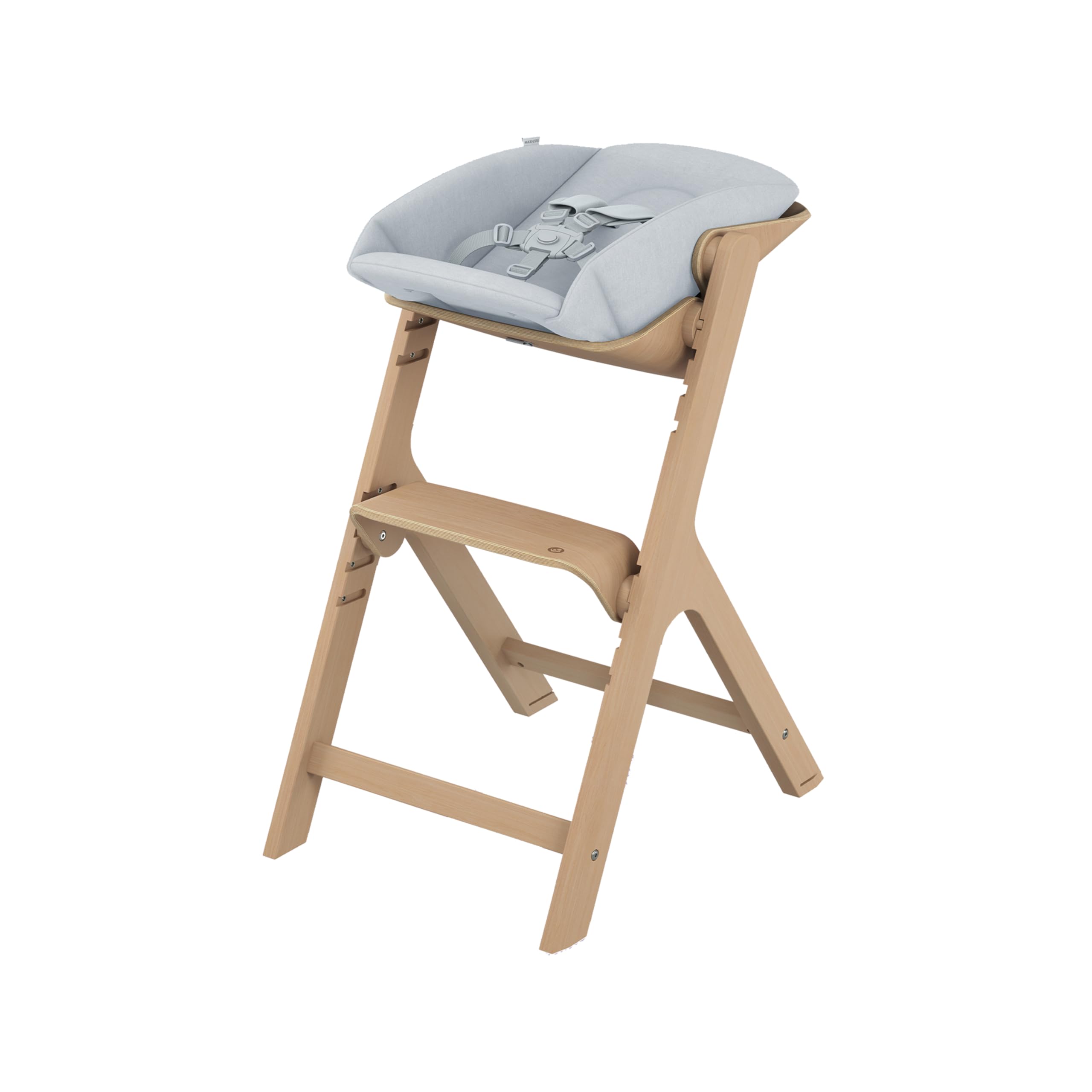 Maxi-Cosi Nesta Pack, Evolutionary Baby Highchair, Newborn Set – Reclining and Adjustable Highchair, 3 to 99 Years, Natural Wood + Newborn Kit, 0 to 6 Months, 0 to 9 kg, Beyond Sky Grey - Image 1