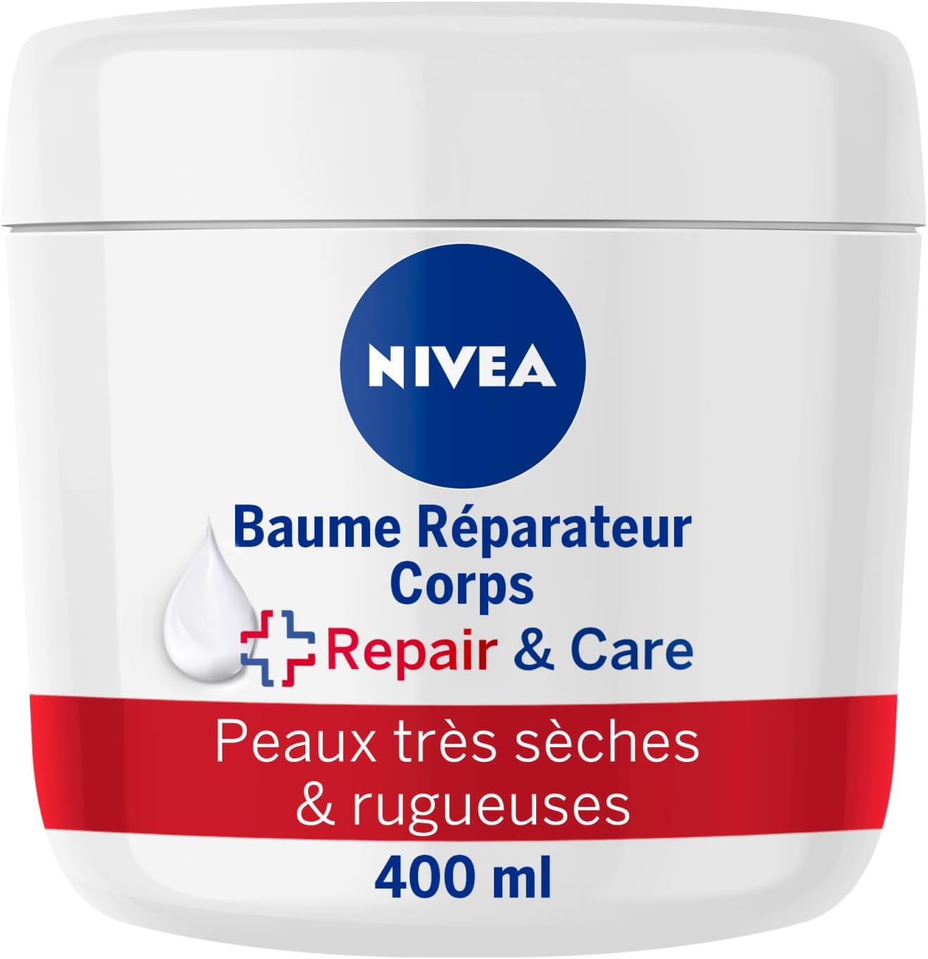 NIVEA REPAIR & CARE Baume Réparateur Visage, Corps & Mains Peaux Très Sèches (1 x 400 ml), Crème à la vitamine E & glycérine pour peaux rugueuses extra sèches, Soin corps hydratant 72H - Image 1