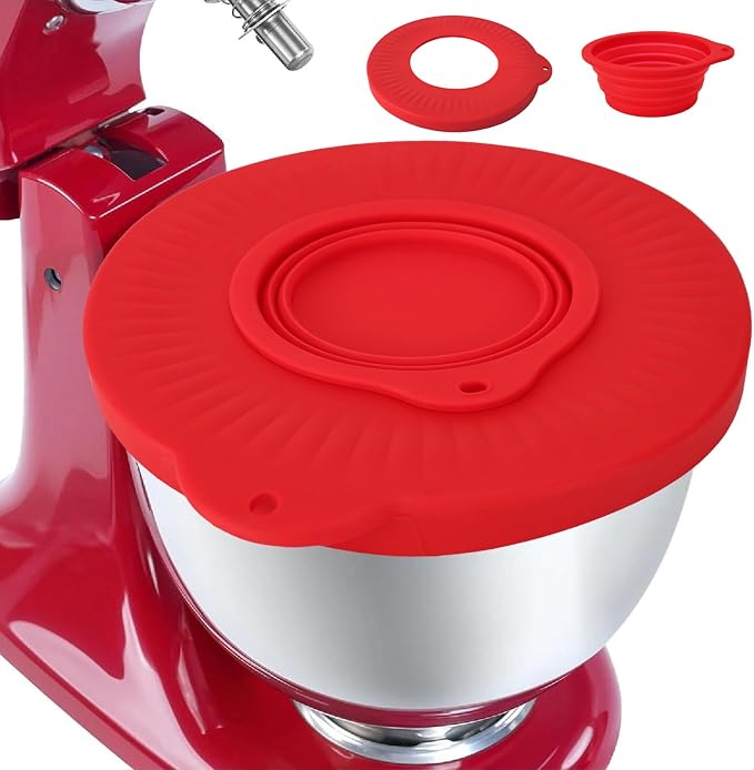 Silicone Protection Anti-Éclaboussures Accessoires pour Kitchenaid Stand Mixer 4.8L, Couvercle de Bol pour Bol Kitchen Aid Artisan 4.5-5 QT, Accessoire pour Kitchen Aid Mixer Tilt-Head (Rouge) - Image 1