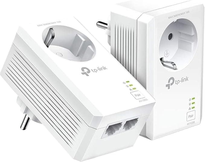 TP-Link TP-Link TL-PA7027P Powerline Adapter (with Power Outlet, 2 Gigabit Ports, Plug & Play, Compatible with All HomePlug AV/AV2 Powerline Adapters, No Wi-Fi)